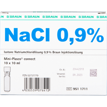 B. Braun Melsungen AG Kochsalz 0,9% B. Braun Mini-Plasco connect 10 ml, (20X10ml,) Injektionslösung